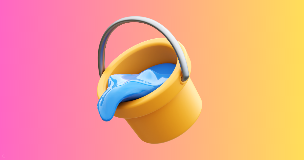 bucket with water spilling out of it on gradient background