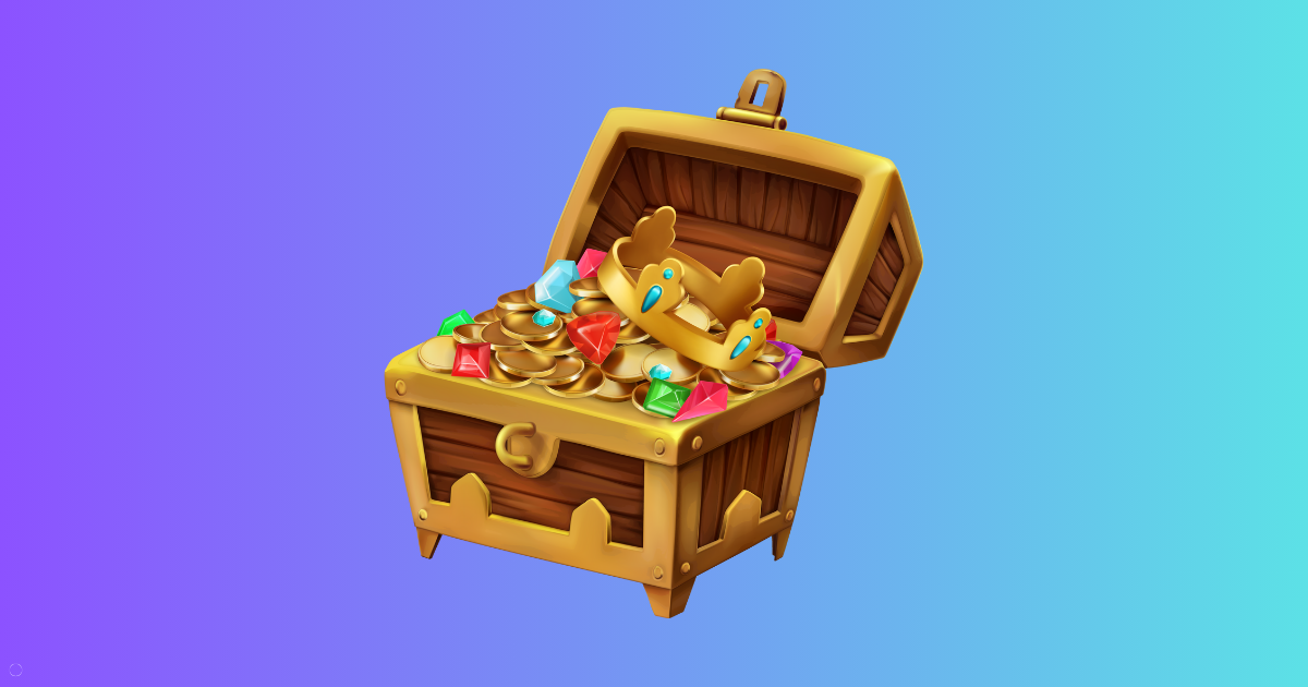 treasure chest 3d on gradient background